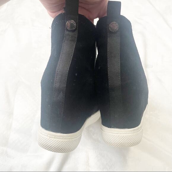 Steve Madden LEII WEDGE SNEAKER black pull on ankle size 8.5 - Picture 7 of 10